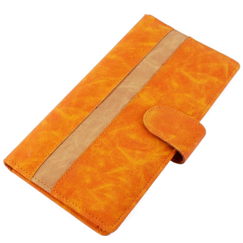 Asraw PU Faux Leather Expanding and Multiple Cheque Book Cover for Cards, Passbook & Chequebook - Chequebook Cover, Passbook Cover, Documents Cover for Office & Home Use (Orange) - Image 1