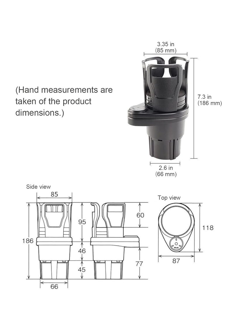 Plan A 2 in 1 Multifunctional Car Cup Holder, Car Cup Holder, 360° Rotatable and Expandable Car Cup Holder, Suitable for Most Vehicles, Drink Bottles, Coffee, Snacks - Image 5