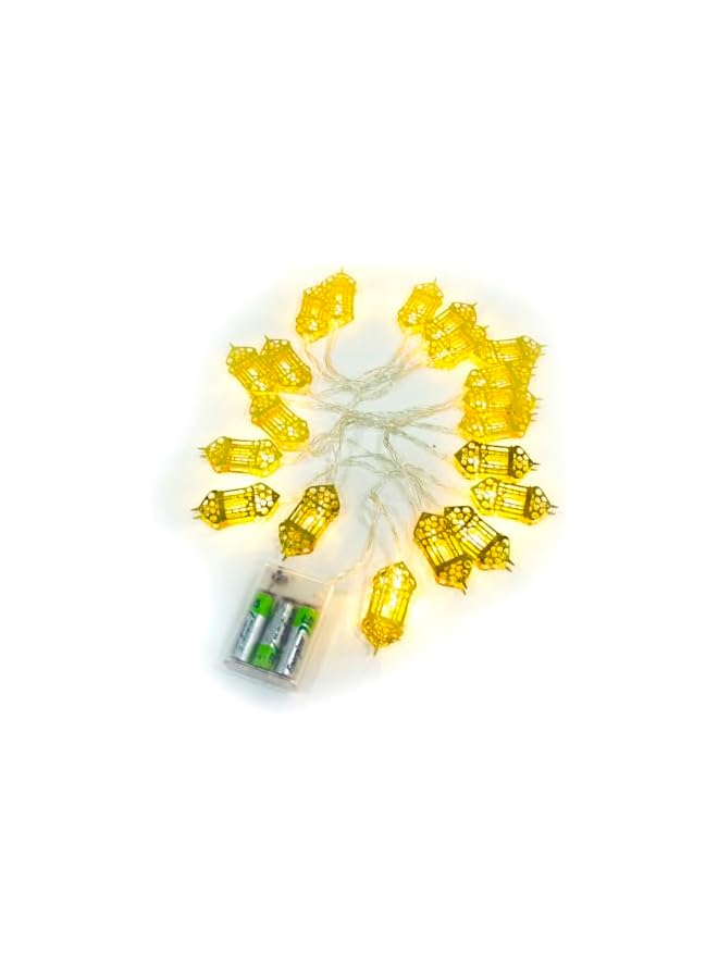 The Bros Ramadan Eid Fanoos String Lights, 6.5 Feet 20 LEDs Eid Mubarak Palace Lantern Lamp for Islamic Indoor Outdoor Home Garden Decoration (Warm White) Battery operated - Image 4