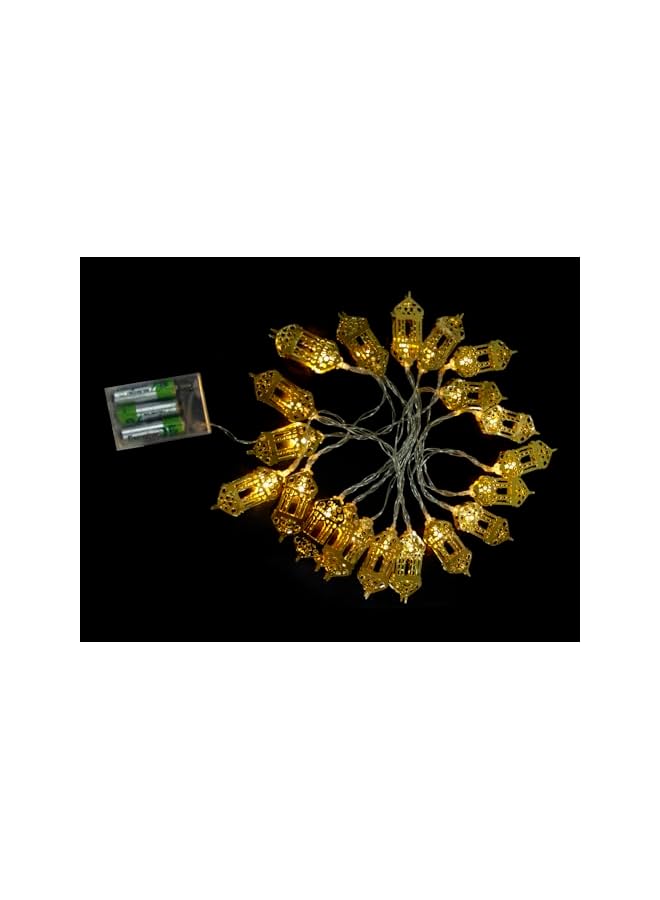 The Bros Ramadan Eid Fanoos String Lights, 6.5 Feet 20 LEDs Eid Mubarak Palace Lantern Lamp for Islamic Indoor Outdoor Home Garden Decoration (Warm White) Battery operated - Image 3