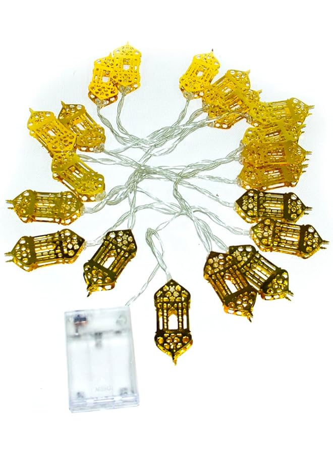 The Bros Ramadan Eid Fanoos String Lights, 6.5 Feet 20 LEDs Eid Mubarak Palace Lantern Lamp for Islamic Indoor Outdoor Home Garden Decoration (Warm White) Battery operated - Image 1