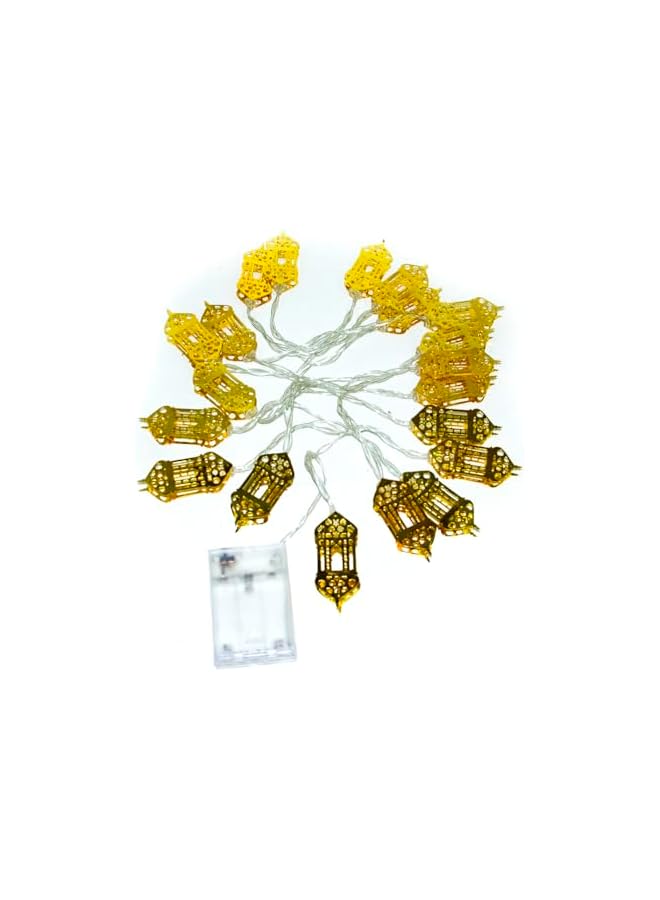 The Bros Ramadan Eid Fanoos String Lights, 6.5 Feet 20 LEDs Eid Mubarak Palace Lantern Lamp for Islamic Indoor Outdoor Home Garden Decoration (Warm White) Battery operated - Image 2