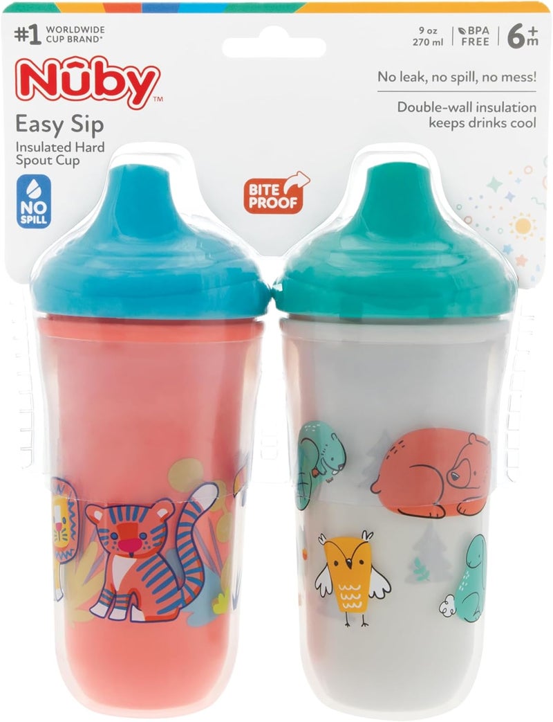 Nuby NoSpill Insulated Hard Spout 9 oz Cup ColorsPrints May Vary2 Count Pack of 1 - Image 5