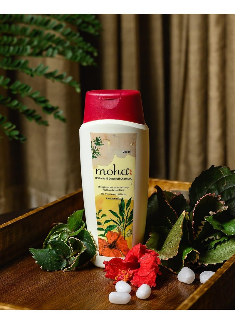 moha Anti-Dandruff Shampoo For Men and Women With Perfect Blend Of Hibiscus and Tea Tree Oil  Hair Shampoo For flakes For All Types 200 ML Pack of 1 - Image 2