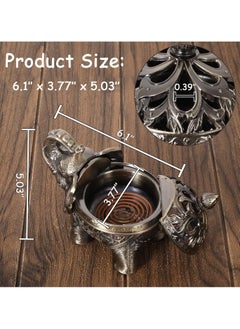 General Vintage Incense Burner Metal Vertical Elephant Incense Burner with Lid, Bronze Elephant Incense Burner Stove Stand Aromatherapy Decoration Practical Home Decoration for Indoor and Outdoor  - Image 2