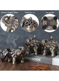 General Vintage Incense Burner Metal Vertical Elephant Incense Burner with Lid, Bronze Elephant Incense Burner Stove Stand Aromatherapy Decoration Practical Home Decoration for Indoor and Outdoor  - Image 5