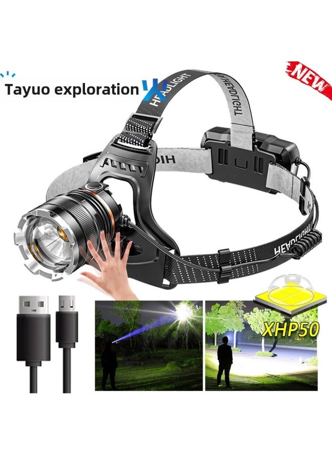 Generic Headlamp Headlight Hat Lighting Outdoor Camping Hiking Torch Head Mounted Flashlight Emergency Rescue Searchlight-Color:18650-1200  - Image 2