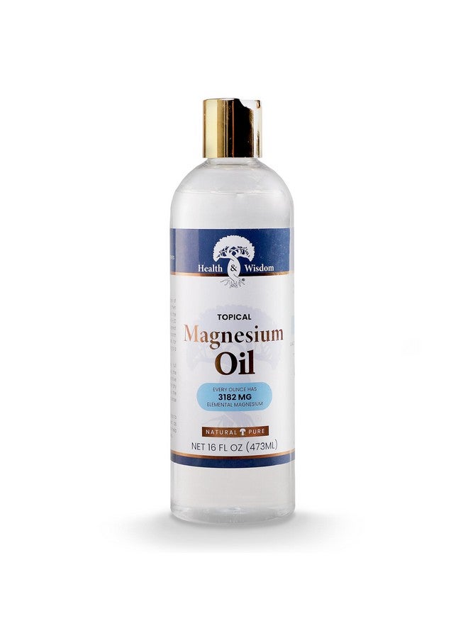 Health and Wisdom Topical Magnesium Oil - Pure Magnesium Oil, Magnesium Oil for Feet, Transdermal Magnesium Oil for Bath, Magnesium Massage Oil, Magnesium Chloride Oil, Magnesium Soak - 16 Fl Oz - Image 1