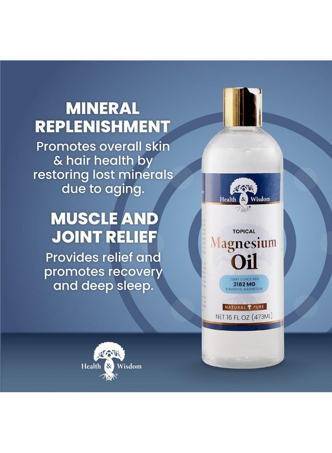 Health and Wisdom Topical Magnesium Oil - Pure Magnesium Oil, Magnesium Oil for Feet, Transdermal Magnesium Oil for Bath, Magnesium Massage Oil, Magnesium Chloride Oil, Magnesium Soak - 16 Fl Oz - Image 2