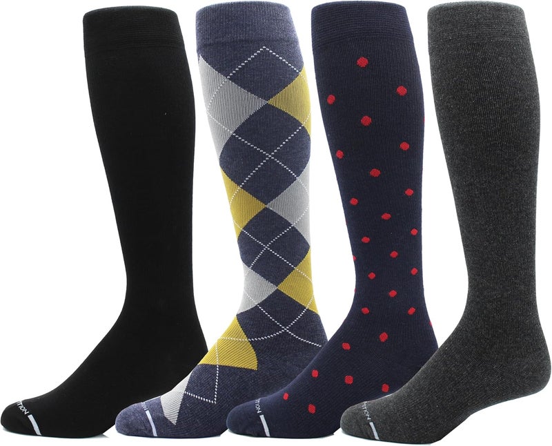 Dr Motion 4 Pairs Men's Athletic Traveler Graduated Compression Knee High Socks - Image 1