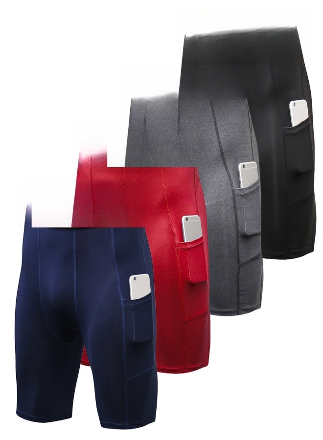 YEL PRO 4 Packs Men Compression Shorts Active Workout Underwear with Pocket - Image 1