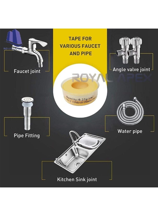 Thread Sealing Teflon Tape En 751-3 With 0.25G/Cm2 Density 0.9Mmx12Mm Ptfe For Pipe Fittings And Fixing Water Leak Pack Of 100
