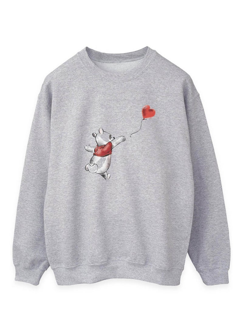 Winnie the Pooh Winnie the Pooh Womens/Ladies Balloon Sweatshirt - Heather Grey  - Image 1
