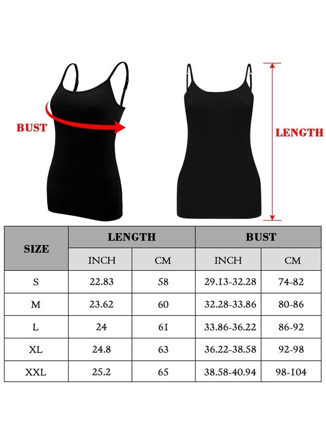 5 Pcs Womens Camisole Tank Tops Undershirt Spaghetti Strap Camisoles Pack, XXL