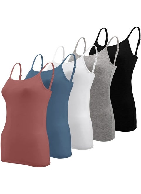 5 Pcs Womens Camisole Tank Tops Undershirt Spaghetti Strap Camisoles Pack, XXL