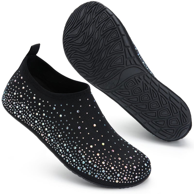 WateLves Womens Barefoot Water Shoes Travel House Slippers for Indoor and Outdoor Aqua Socks for Beach Swim Surf Yoga Dancing Camping Must Haves (Diamond/Colorful, 40/41) - Image 2