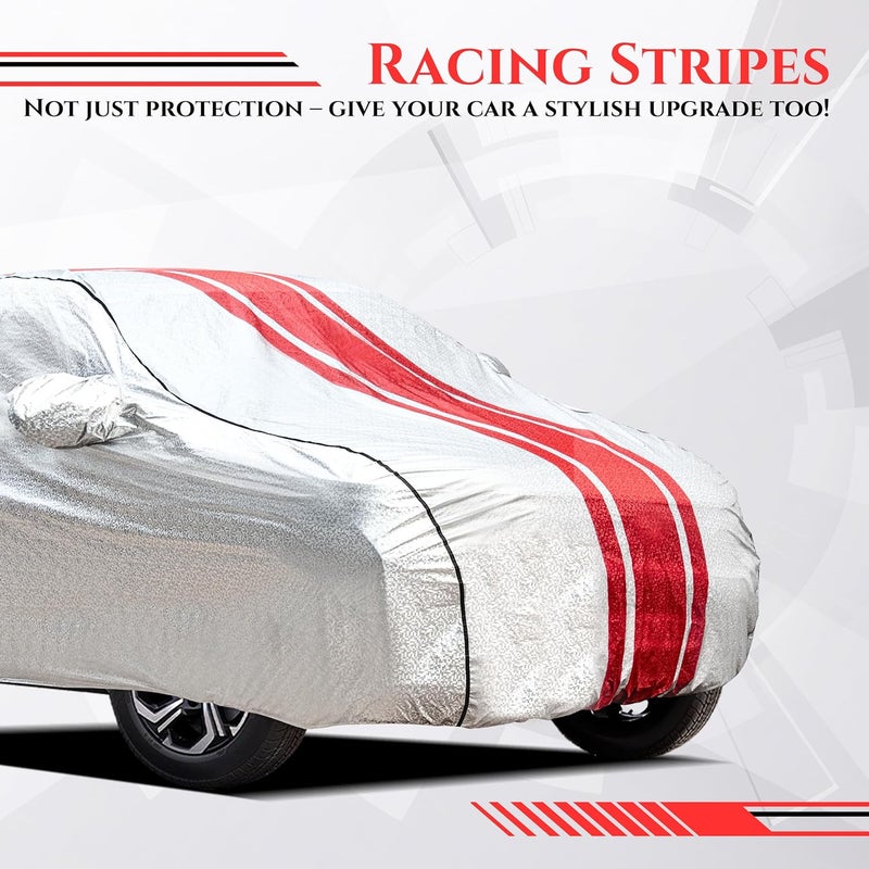 ASHU AYSHU Waterproof Car Cover Compatible with Mg Comet | Mirror & Antenna Pocket | Anti-Scratch Soft Cotton Inner Layer | Triple Stitched | Heat Resistant Metallic Silver | All-Weather Protection - Image 2