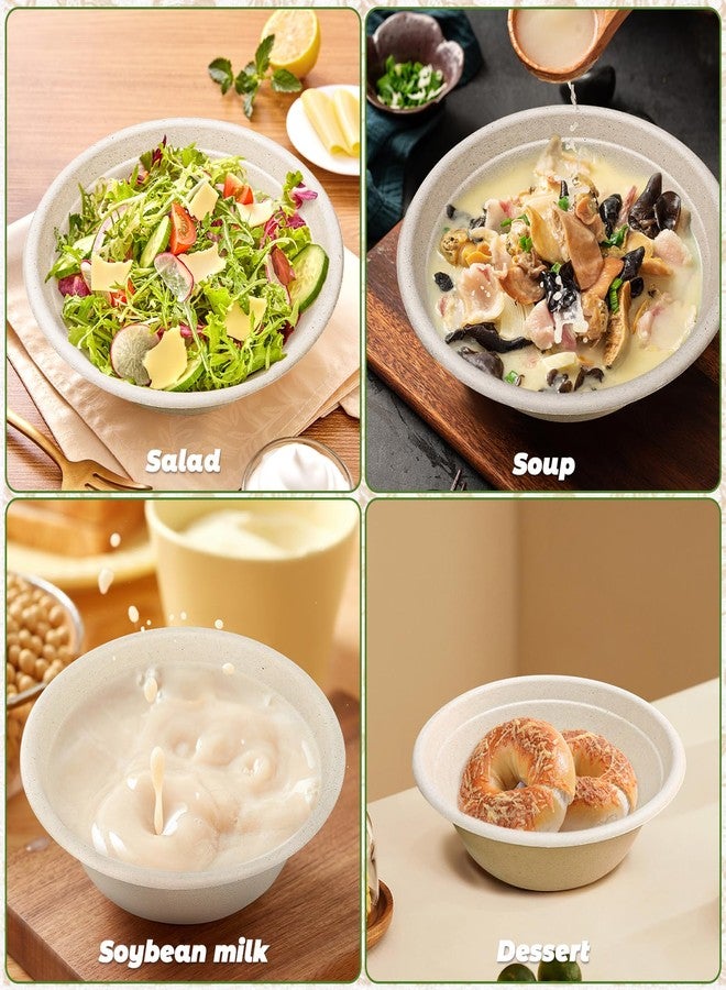 ALEXPRE Large Disposable Paper Bowls-32oz for Hot Soup,150 Pack Eco-Friendly, Compostable Bagasse Disposable Heavy Duty Biodegradable Bowls Bulk for Hot Food, Salad, Milk Cereals - Image 3