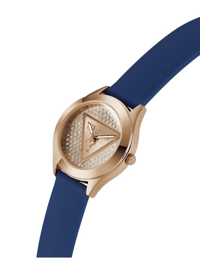 GUESS Ladies Blue Rose Gold Tone Analog Watch GW0745L4 - 34mm - Image 2