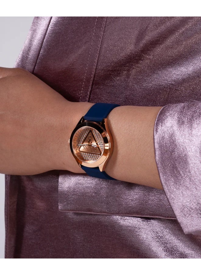 GUESS Ladies Blue Rose Gold Tone Analog Watch GW0745L4 - 34mm - Image 4