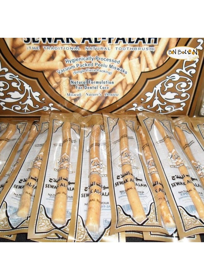 bonballoon bonballoon 30 Pcs Al Falah Siwak Meswak Miswak Arak Peelu Al Falah (Thirty Tooth Sticks) Chewing Stick with Natural Flavor Herbal Toothbrush Vacuum Sealed Breath Freshener  - Image 2