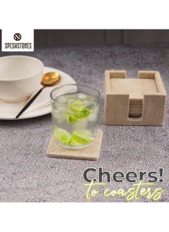 Travertine Marble Coasters 3.5" Inches Set of 6 with Holder for Drinks - Handmade Coasters for Drinks & Table décor - Home & Kitchen Essentials - pzsku/Z02DE4C402E1B70476982Z/45/_/1730804713/ba1347cd-1b4b-4fad-ba7d-f29eada0fac9