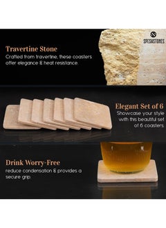 Travertine Marble Coasters 3.5" Inches Set of 6 with Holder for Drinks - Handmade Coasters for Drinks & Table décor - Home & Kitchen Essentials - pzsku/Z02DE4C402E1B70476982Z/45/_/1730804737/b8ab723c-bc6e-4ad1-a5ab-df6b5e634b1d