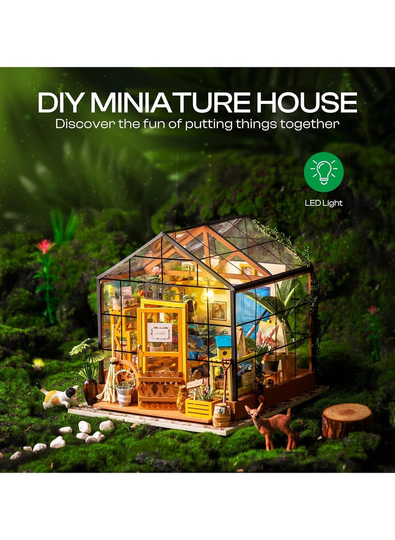 DIY Dollhouse Wooden Miniature Furniture Kit Mini Green House with LED Best Birthday Gifts  - Image 2