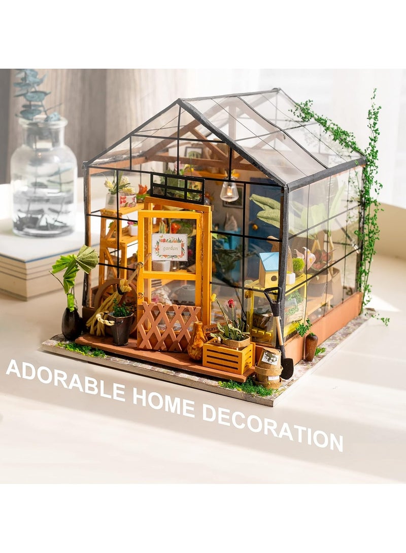 DIY Dollhouse Wooden Miniature Furniture Kit Mini Green House with LED Best Birthday Gifts  - Image 3