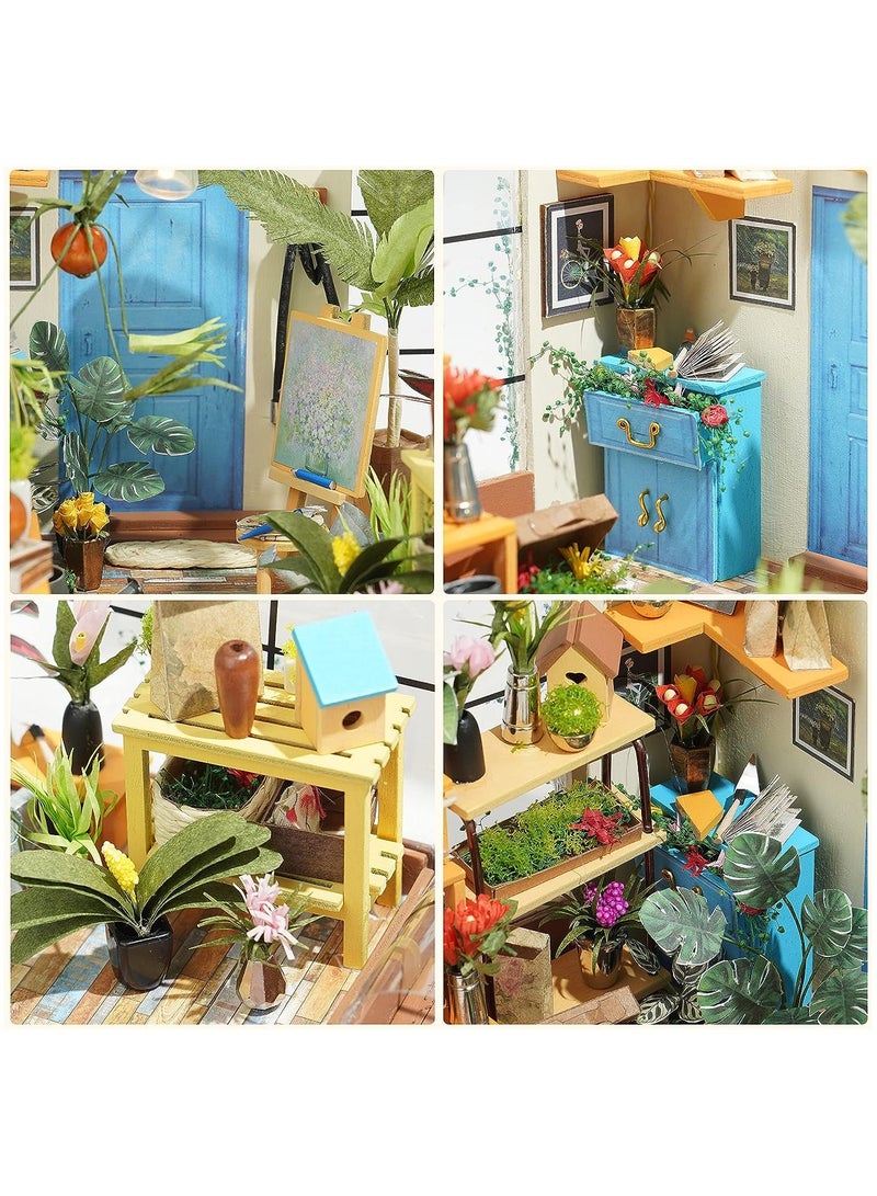 DIY Dollhouse Wooden Miniature Furniture Kit Mini Green House with LED Best Birthday Gifts  - Image 4