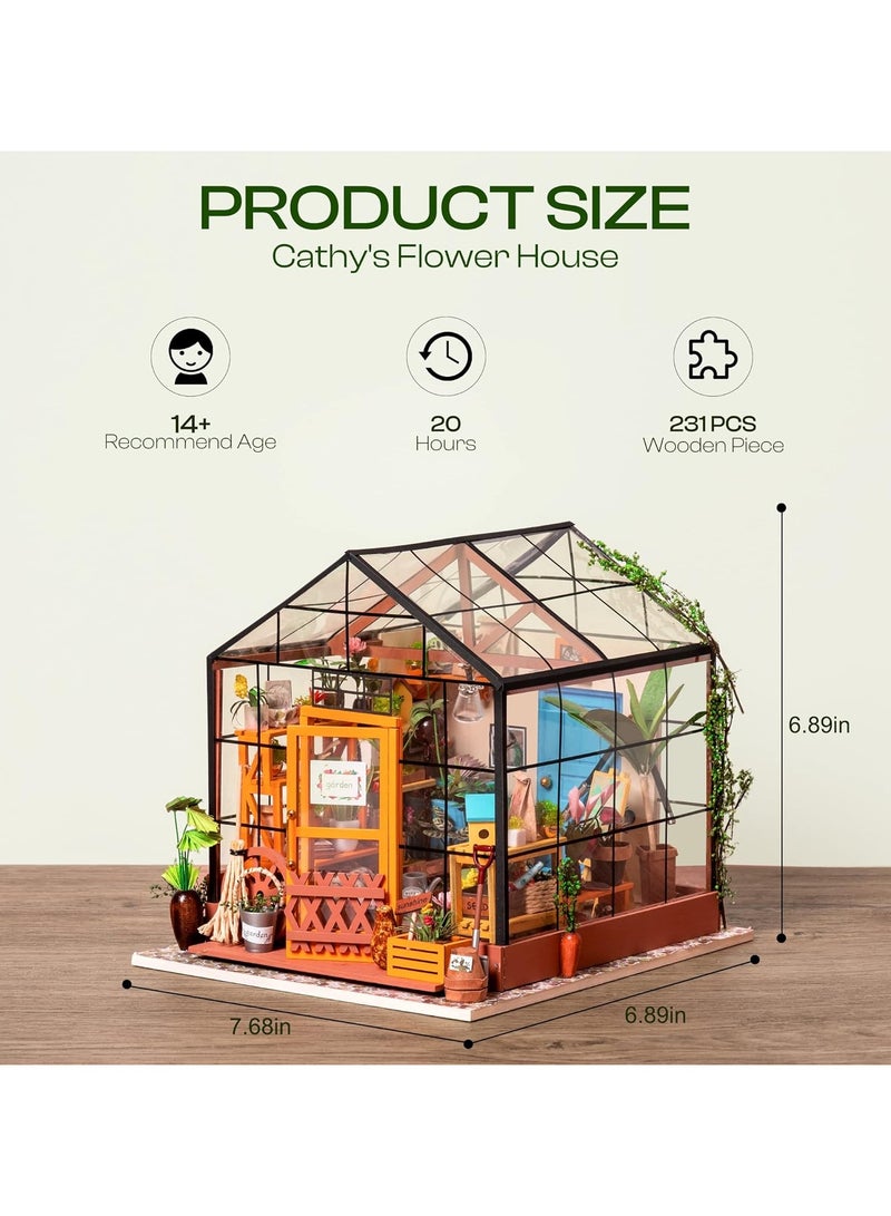 DIY Dollhouse Wooden Miniature Furniture Kit Mini Green House with LED Best Birthday Gifts  - Image 5