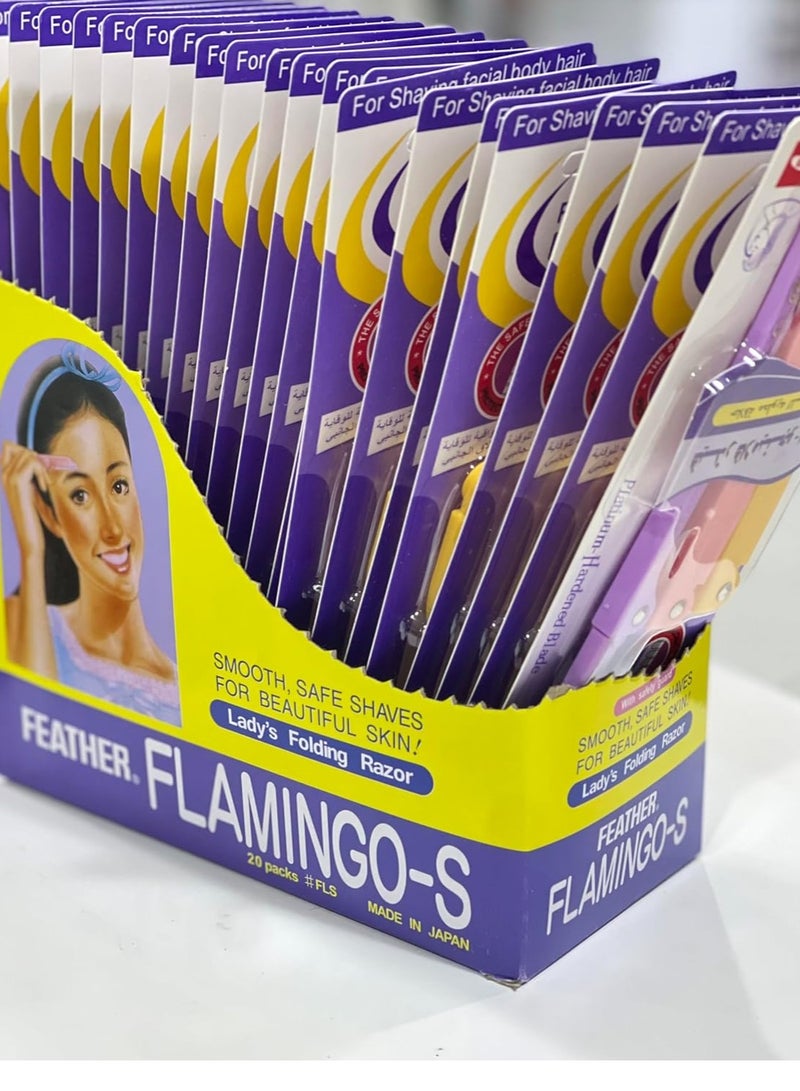 Feather Flamingo - S Lady's Folding Razor For Eyebrow and Face - 3 razor per pack - Image 4