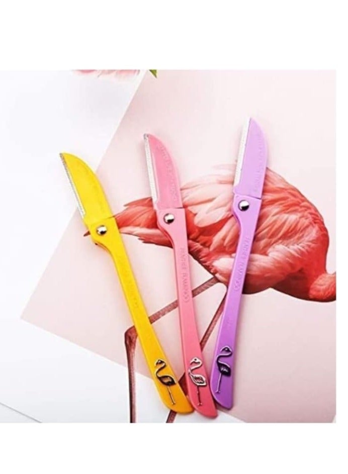 Feather Flamingo - S Lady's Folding Razor For Eyebrow and Face - 3 razor per pack - Image 5