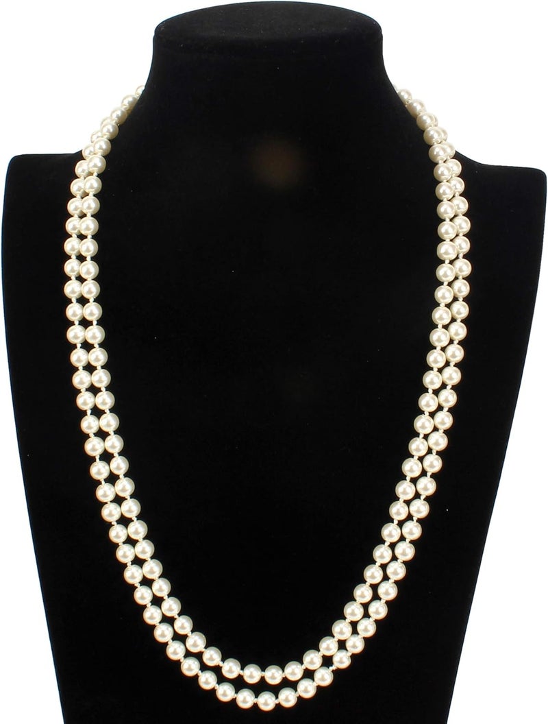 KOSMOS-LI Fashion Faux Pearls Pendants 1920s Beads Cluster Long Pearl Necklace for Costume Party Jewelry 55" - Image 3