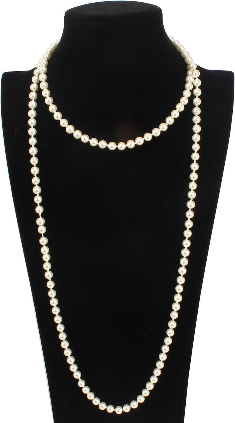 KOSMOS-LI Fashion Faux Pearls Pendants 1920s Beads Cluster Long Pearl Necklace for Costume Party Jewelry 55" - Image 1