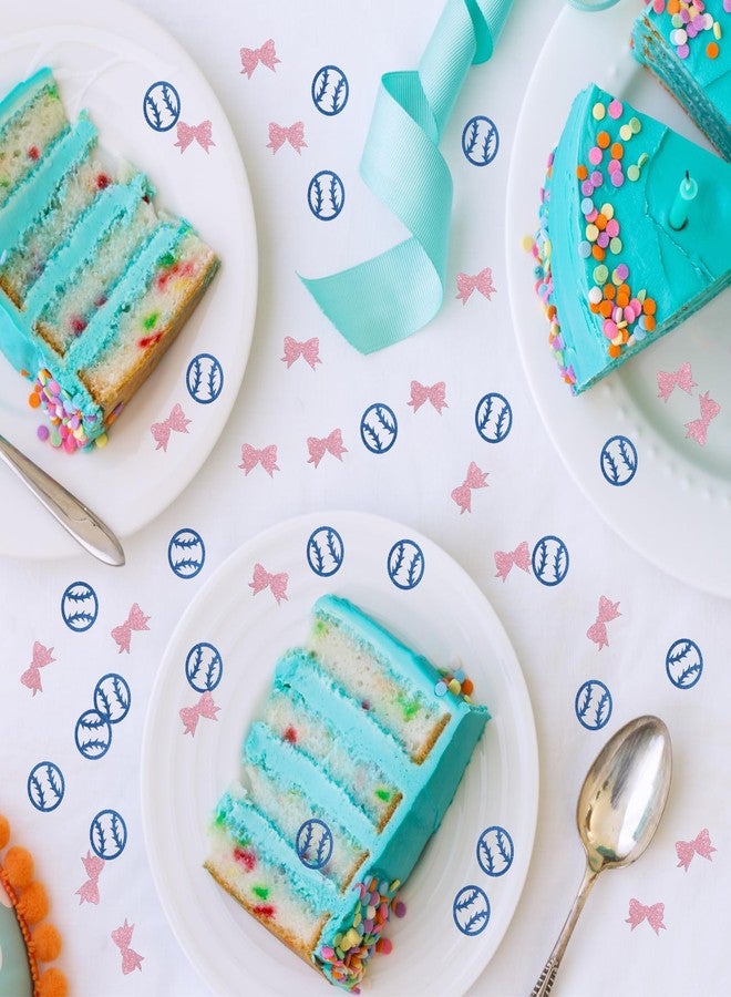 INNORU Baseball or Bow Confetti Glitter, Pink or Blue Boy or Girl Table Decor, Gender Reveal Paper Scatter, Sport Theme Party Table Decoration 120pcs - Image 4