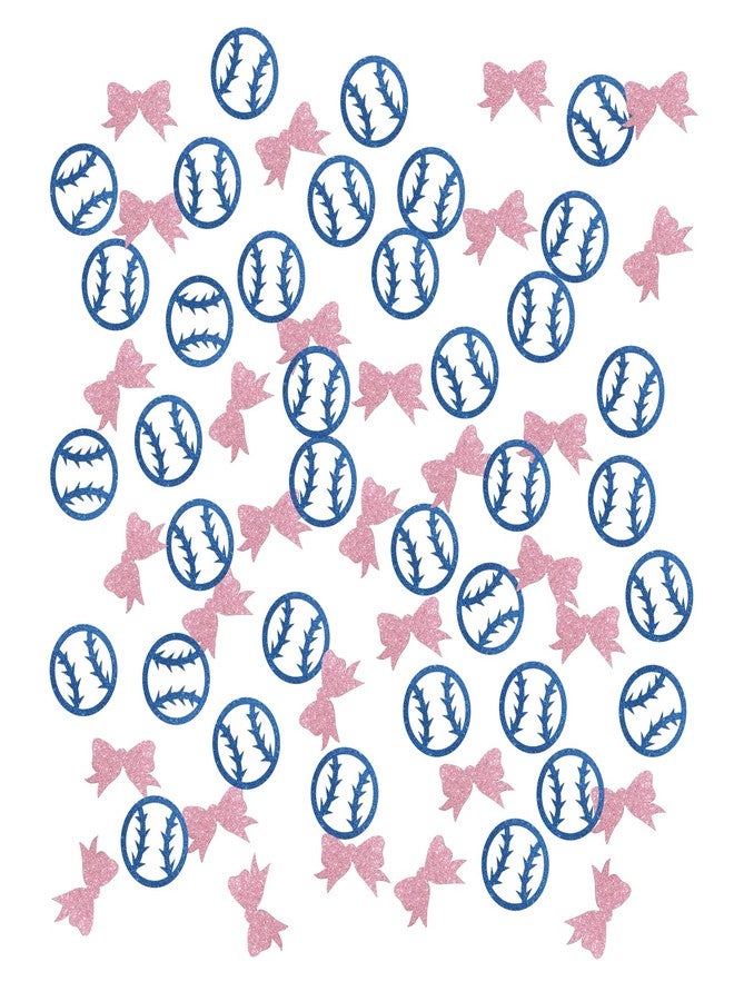 INNORU Baseball or Bow Confetti Glitter, Pink or Blue Boy or Girl Table Decor, Gender Reveal Paper Scatter, Sport Theme Party Table Decoration 120pcs - Image 1