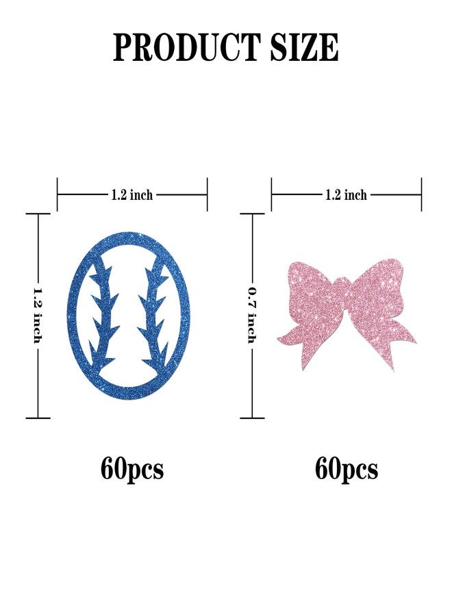 INNORU Baseball or Bow Confetti Glitter, Pink or Blue Boy or Girl Table Decor, Gender Reveal Paper Scatter, Sport Theme Party Table Decoration 120pcs - Image 2