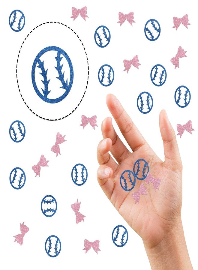 INNORU Baseball or Bow Confetti Glitter, Pink or Blue Boy or Girl Table Decor, Gender Reveal Paper Scatter, Sport Theme Party Table Decoration 120pcs - Image 3