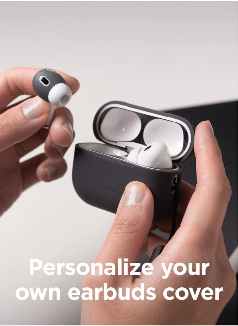 Elago - Ear Tips Cover for AirPods Pro 2 Anti Slip Silicone 2 Pairs - Dark Grey and White - Image 1