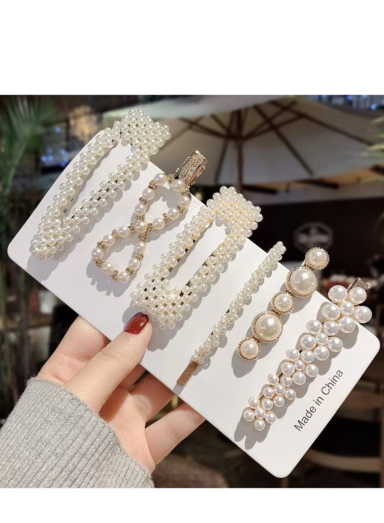 6-Pack Macaron Pearl Acrylic Resin Fashion Hair Clip Set, Cute Hair Clip Hair Clips, Boho Style Fancy Hair Clip Accessories Headdress Styling Tools, Ladies Gifts Girls Decoration Wedding