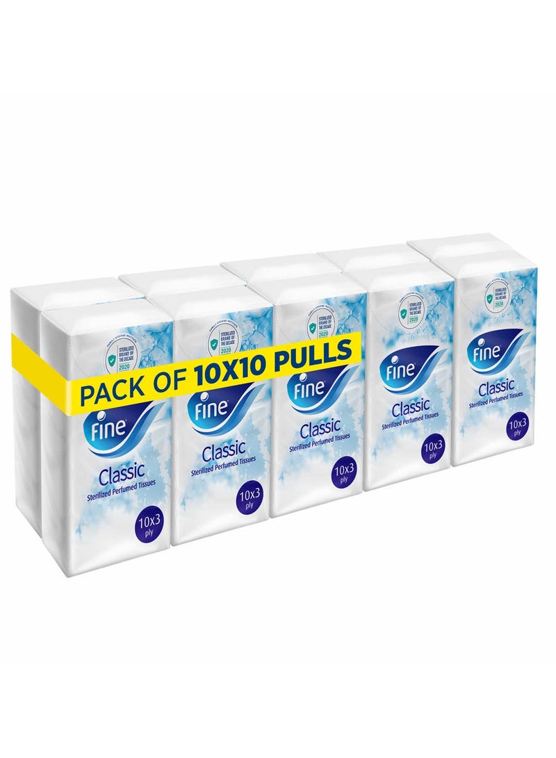 فاين مناديل جيب للوجه، 10 عبوات، كل عبوة تحتوي على 10 أوراق، 3 طبقات - Image 2
