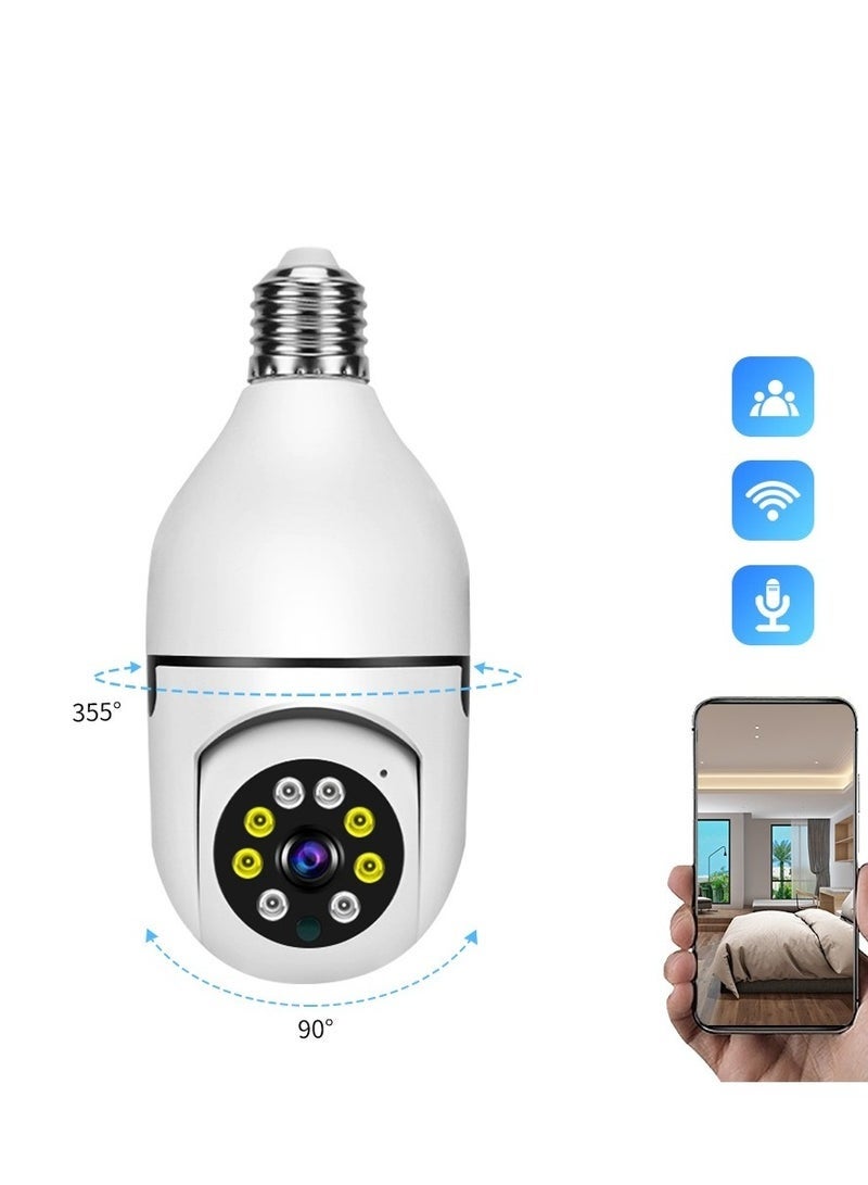 كاميرا مراقبة ذكية على شكل مصباح WiFi (بزاوية 360 درجة) – كاميرا مراقبة لاسلكية مزودة بخاصية الرؤية الليلية، وكشف الحركة، ونظام صوتي ثنائي الاتجاه. - Image 3