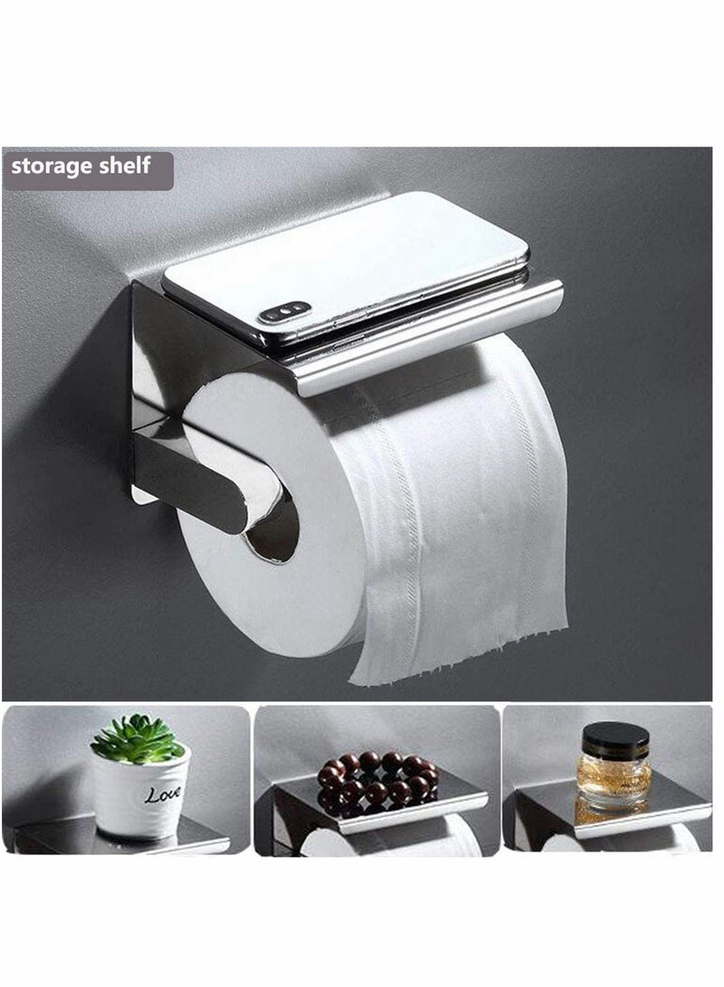 No Drill Toilet Paper Holder, 304 Stainless Steel Self Adhesive Wall Mounted Tissue Holder for Bathroom and Kitchen - Image 4
