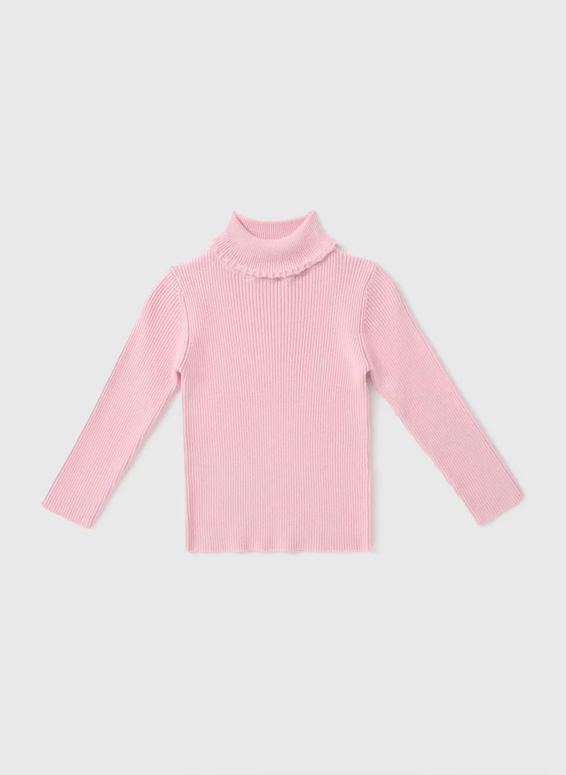 Matalan Girls Pink Knit Roll Neck Top