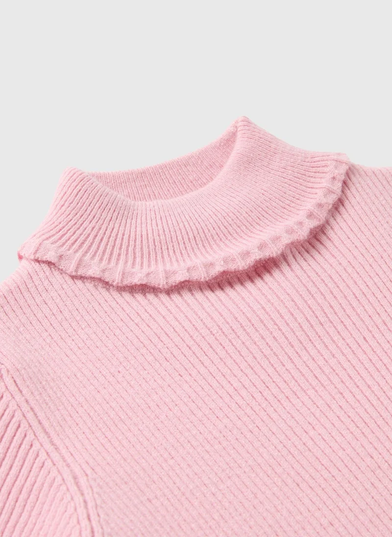 Matalan Girls Pink Knit Roll Neck Top