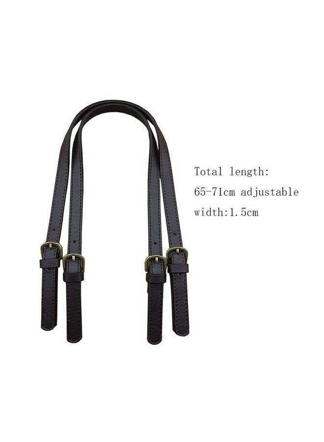 ConStore 2 Pcs Leather Replacement Handles Shoulder Straps With Adjustable Buckle Purse Strap Bag Handles Diy Bag Belt Split Leather (Black)  - Image 2