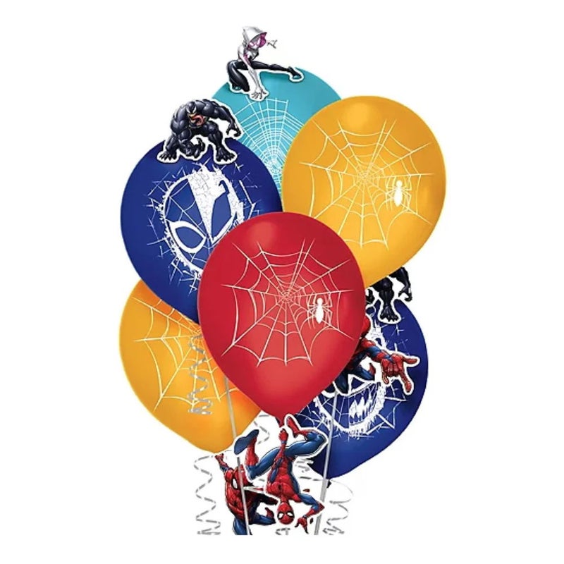 Amscan Spider-Man Printed Latex Balloons 12 Inch With Paper Add-Ons - Image 3