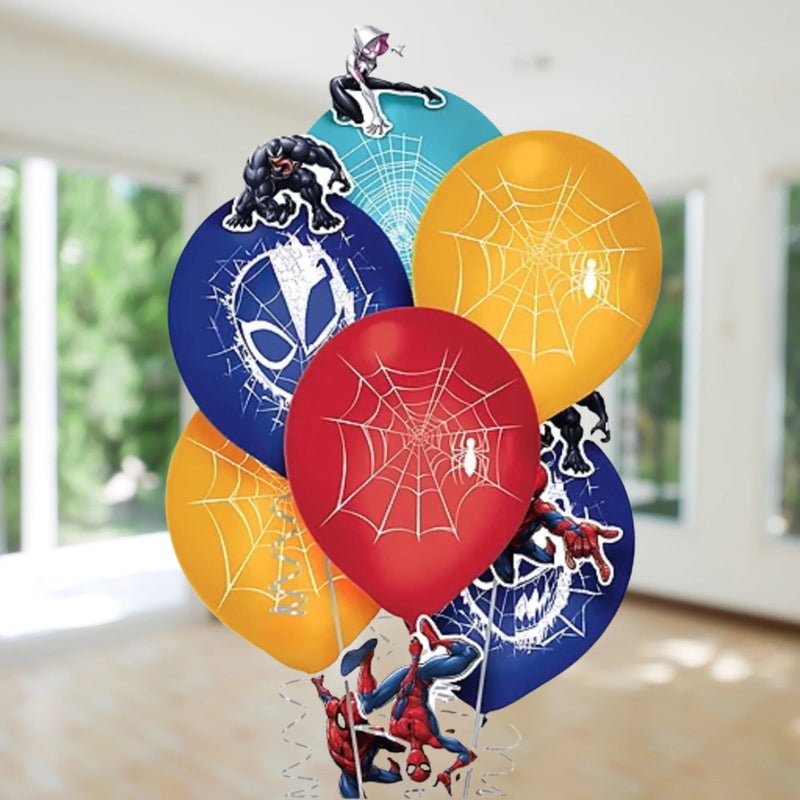 Amscan Spider-Man Printed Latex Balloons 12 Inch With Paper Add-Ons - Image 1