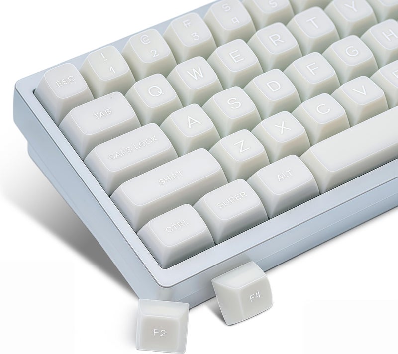 dagaladoo White Jade keycaps PBT,Ceramic Key caps Style,Translucent Keyboard keycaps Cute,SA Profile keycap Set for 60%/65%/75%/96%/100% US Layout Cherry MX Switches Mechanical Keyboard - Image 1